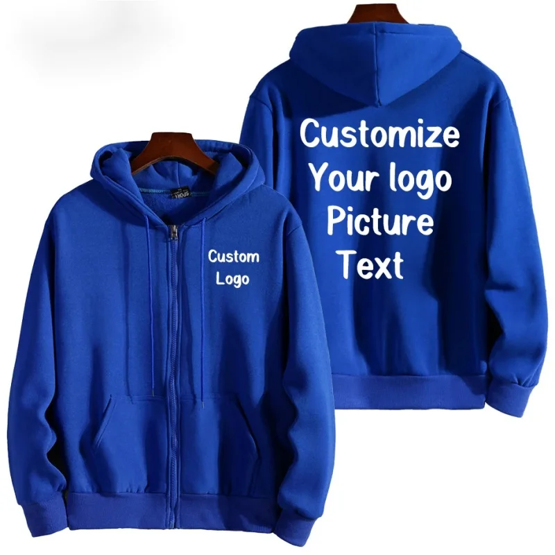 Custom Your Logo Zipper Hoodies Women Men Fashion Long Sleeve Hooded Sweatshirt Hot Sale Casual Autumn Winter Sportwear Clothes 2