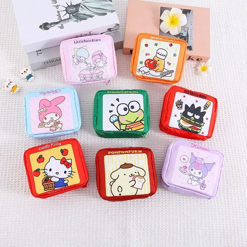 

Kawaii Sanrioed Sanitary Napkin Storage Bag Kuromi My Melody Cinnamoroll Pochacco Cartoon Anime Series Portable Wallet Toy Gift