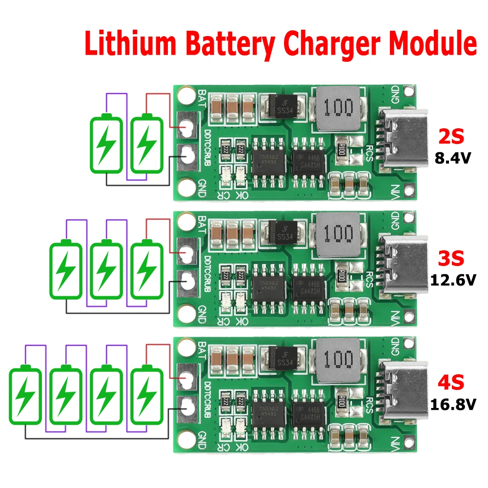 Type C BMS 2S 3S 4S 1A 2A 4A 18650 Lithium Battery Charger Board USB C Step-up Boost Module For Li-Po Polymer Power Bank Type C BMS 2S 3S 4S 1A 2A 4A 18650 Lithium Battery Charger Board USB C Step-up Boost Module For Li-Po Polymer Power Bank