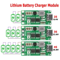 Type C BMS 2S 3S 4S 1A 2A 4A 18650 Lithium Battery Charger Board USB C Step-up Boost Module For Li-Po Polymer Power Bank