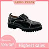 FABIO PENNY summer new men's business formal round head pu thick soled black leather shoes 1