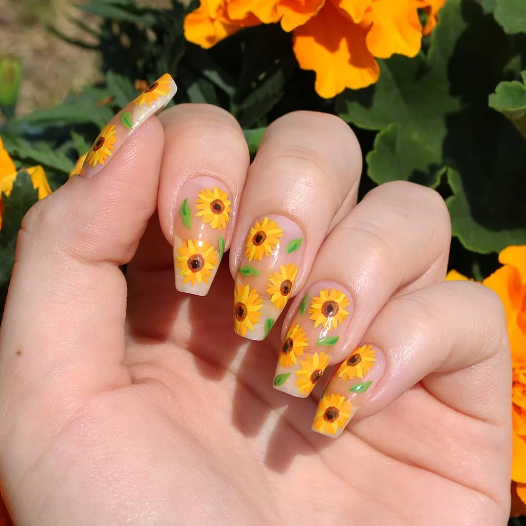 12patterns Sunflower Nail Water Decals Yellow Flowers Sliders for Nails Transfer Sticker Floral Butterfly Bee Manicure Wraps 3