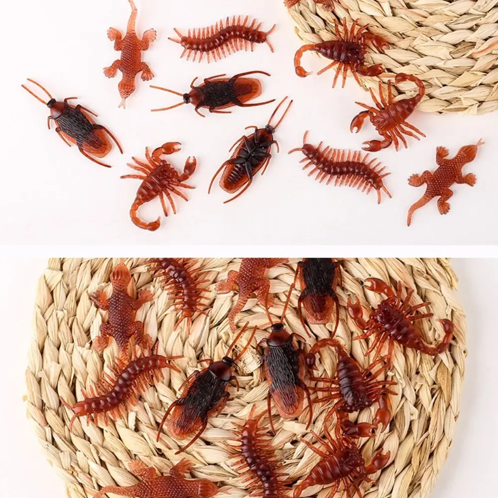 20Pcs Rubber Scorpion Simulation Cockroach Soft Tricky Props Fake Cockroach PVC Scorpion Gecko Centipede Model Toy