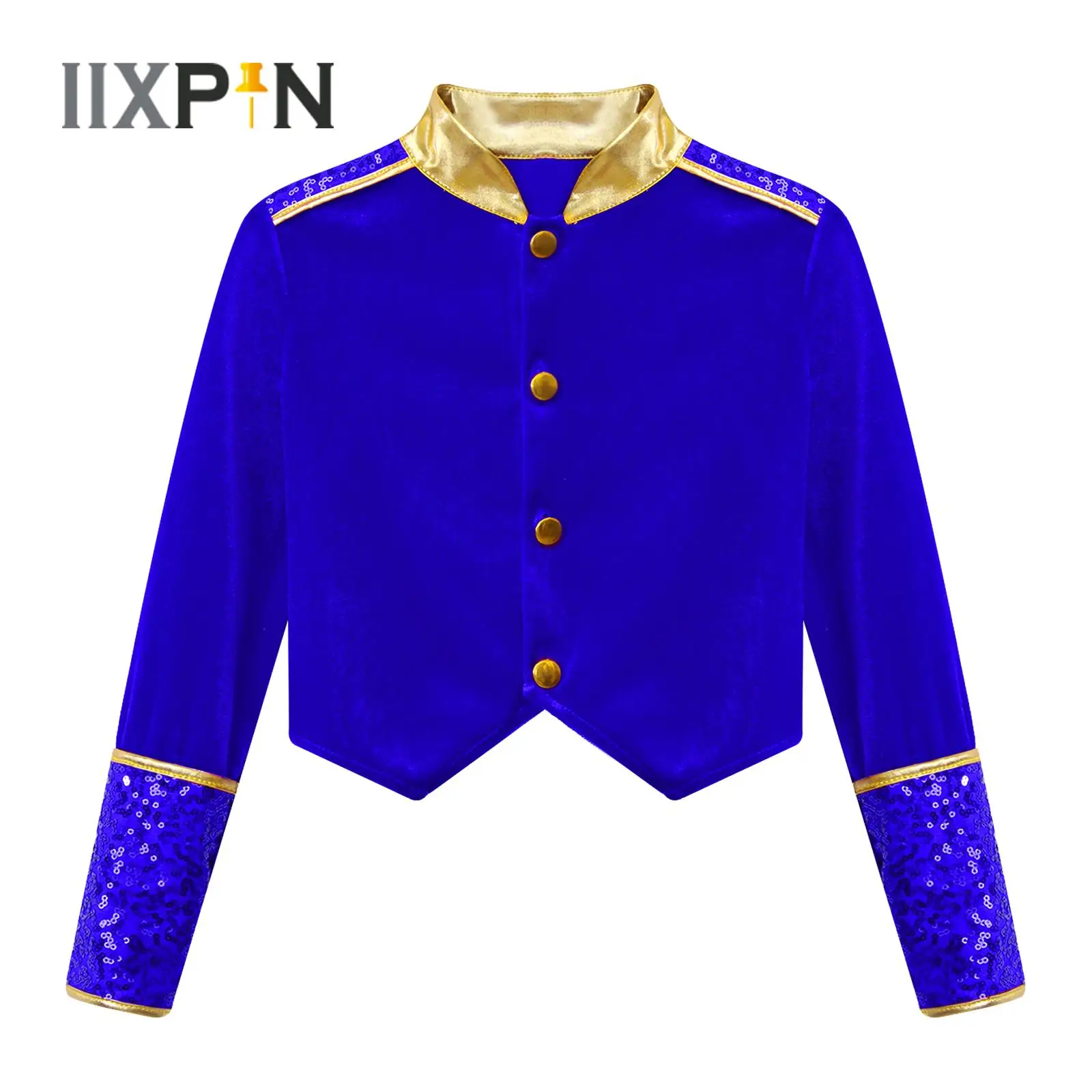

Halloween Ringmaster Drum Costume for Kids Band Circus Uniform Fancy Party Cosplay Clothes Long Sleeve Shiny Sequins Jacket Coat