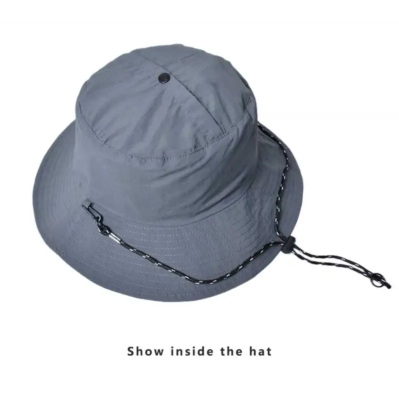 Summer Foldable Bucket Hat for Women Men Light Waterproof Beach Caps with Hook Adjustable Anti-UV Face Protection Fishing Hat 2