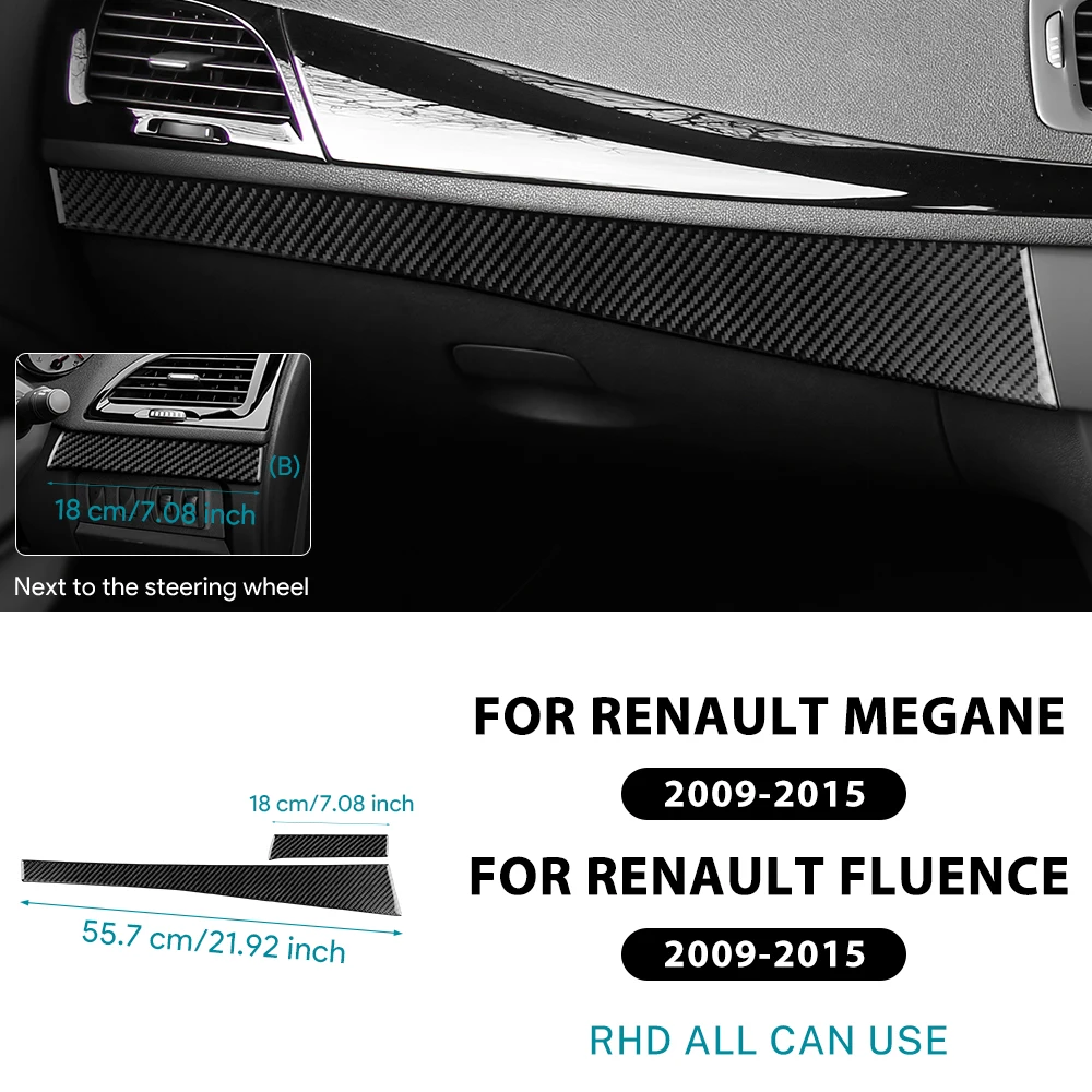 Autocollant En Fiber De Carbone Vu00e9ritable Et Souple, Pour Renault Fluence Megane 3 RS 2009 2010 2011 2012 2013 2014 LHD RHD, Cadre De Commutateur Central De Voiture