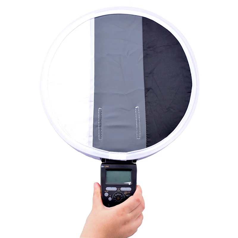 30CM Portable Dual Purpose 2 in 1 Gray Card Diffuser+ Softbox Round On-camera Speedlite Flash Light White Balance Soft Box