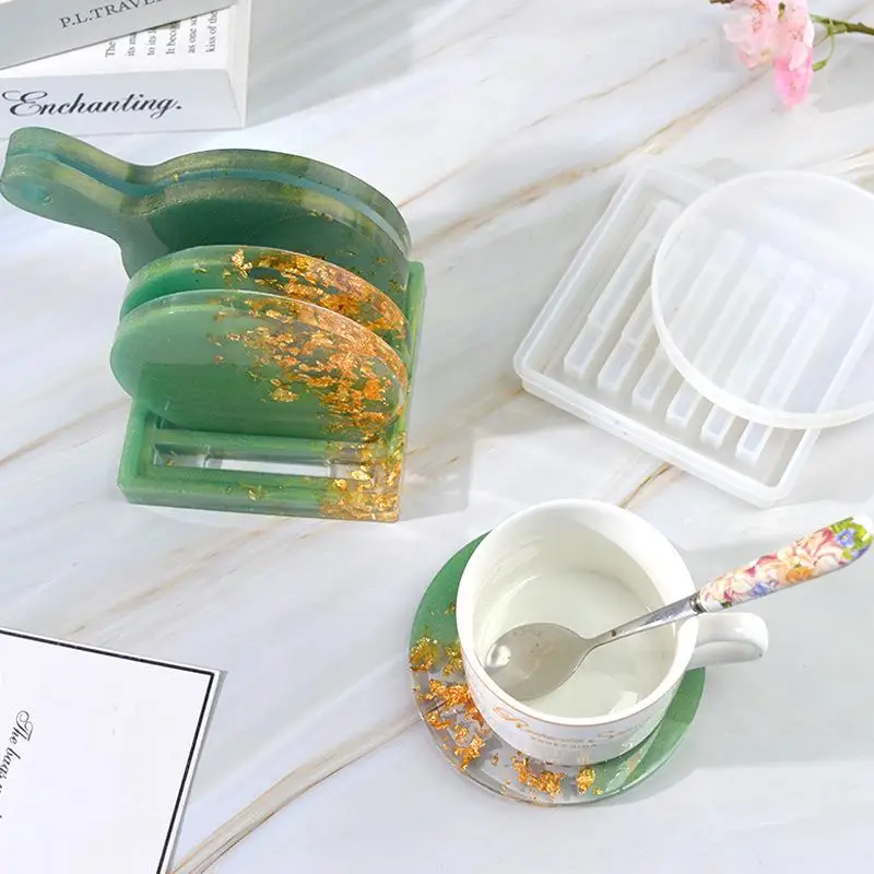 Epoxy Resin Coaster Mold Storage Shelf Drain Cup Holder Round Cup Holder  Mold Bracket Base Flower