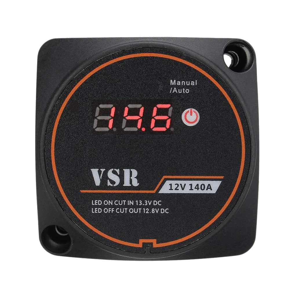 

Voltage Sensitive Split Charge Relay Digital Display VSR 12V 140A for Camper Car RV Yacht Smart Battery Isolator