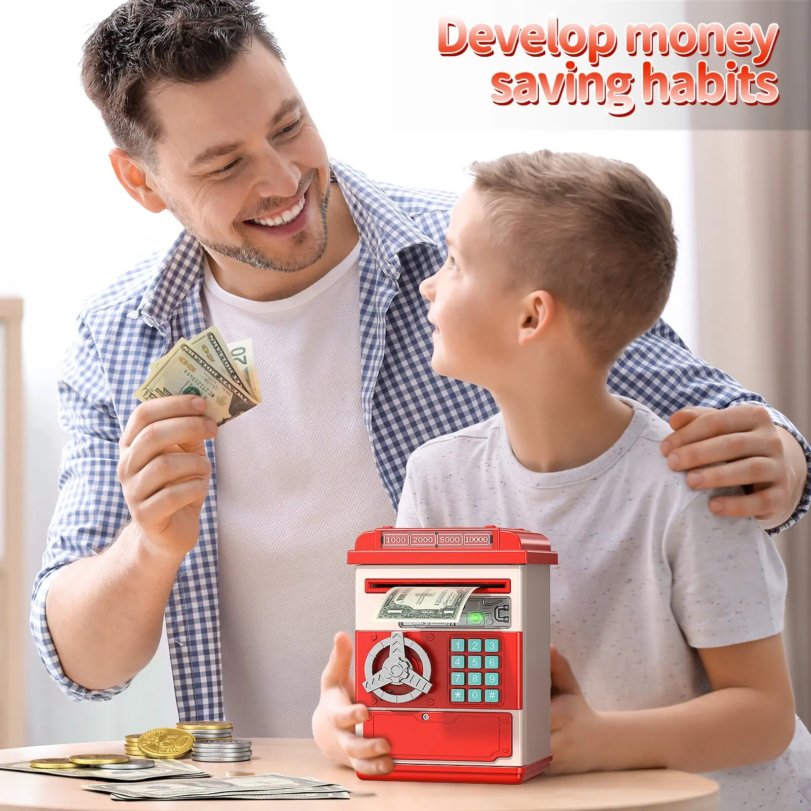 Large Electronic Money Coin Banks with Password Protection, Automatic Paper Money Scroll Saving Box, Great Gift for Kids Age 3+ 3
