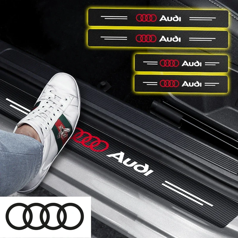 Carbon Fiber Pattern Car Door Sill Protector Threshold Stickers