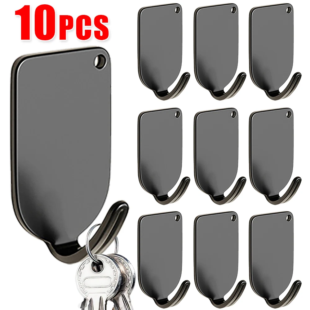 

10/1PCS Stainless Steel Towel Hooks Waterproof Self Adhesive Hanging Holder Keys Bag Wall Hanger Bathroom Kitchen Organizer Hook