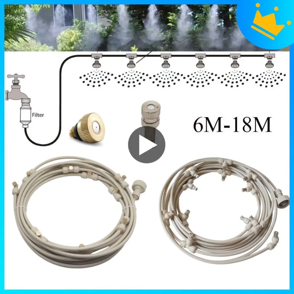 

6/9/12/15/18M Atomizing Misting Brass Nozzle Cooling Water Fog Sprayer System For Garden Watering Adjustable Water Sprinkler