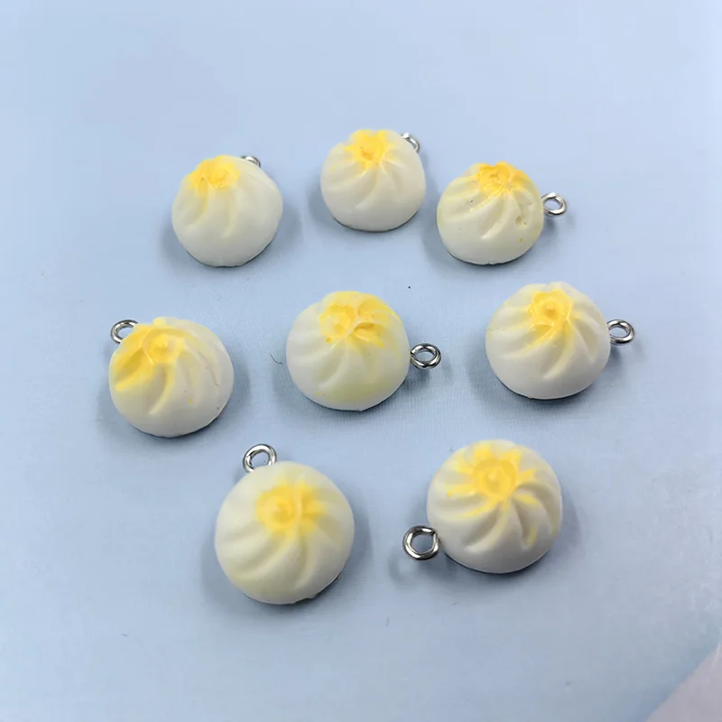 10pcs Cute Chinese Food Steamed Stuffed Bun Charms for Jewelry Making Lovely Resin Pendants Diy Earring  Findings C952