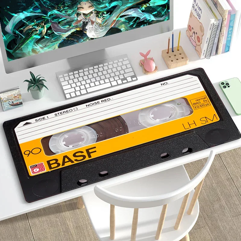 Vintage Cassette Music Tape Mousepad Gamer Computer Table Large Mouse Pad Accessori Da Gioco Tappetino Da Scrivania Pc Cabinet Keyboard Xxl
