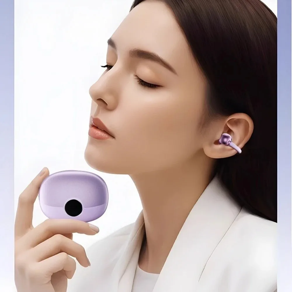 Écouteurs Bluetooth sans fil à clip avec indicateur de batterie numérique, son HiFi, réduction du bruit et longue autonomie. Microphone intégré._voghion.com