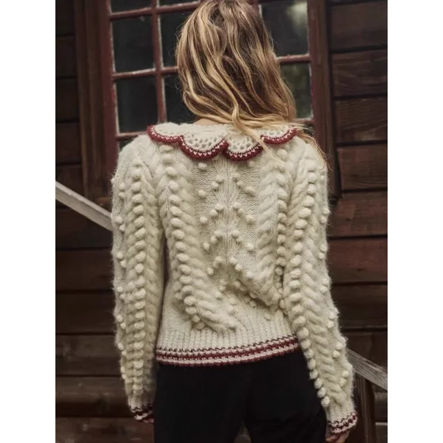 D@nvalentina Doll Neck Wool Blend Knit Sweater