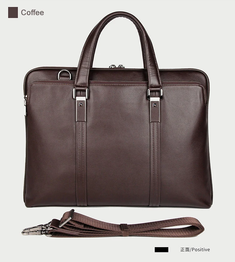 Luxury Genuine Leather Briefcase Men Leather Business Bag 15.6" Laptop Bag 14 Male Office Bag Document File Case Shoulder Bag 3