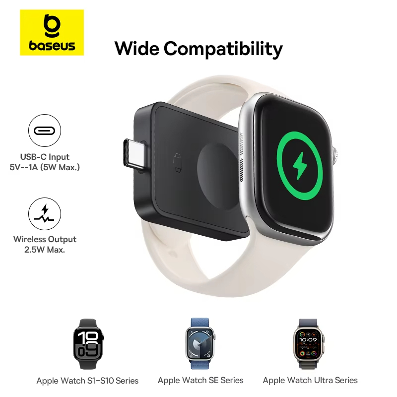Baseus 2.5W Magnetic Magnetic Wireless Charger For E-Watch For Apple Watch S10-S1 Series SE Series Ultra Series