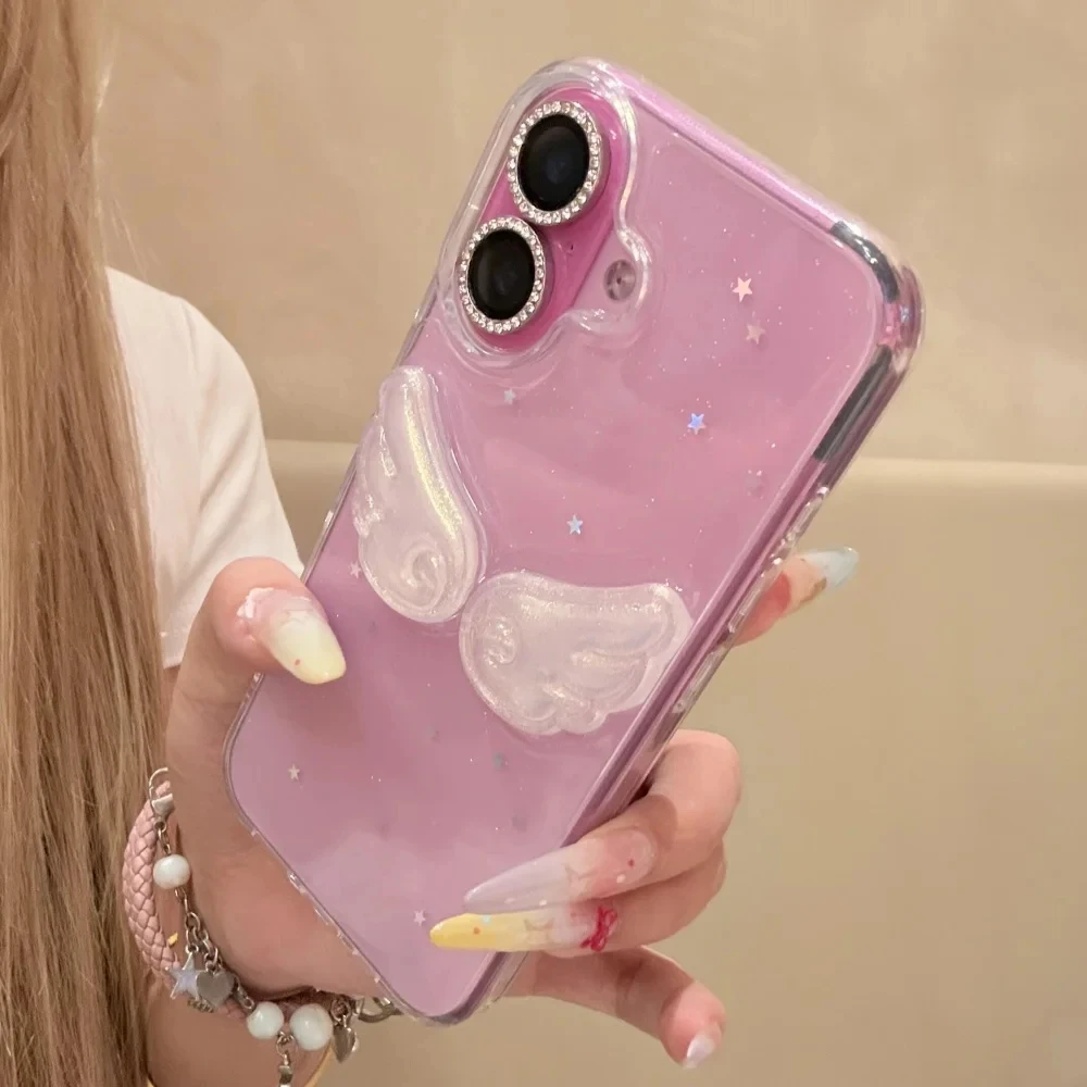 Korean INS Cute Glitter Shiny Angel Wings Phone Case For iPhone 17 thumbnail 4