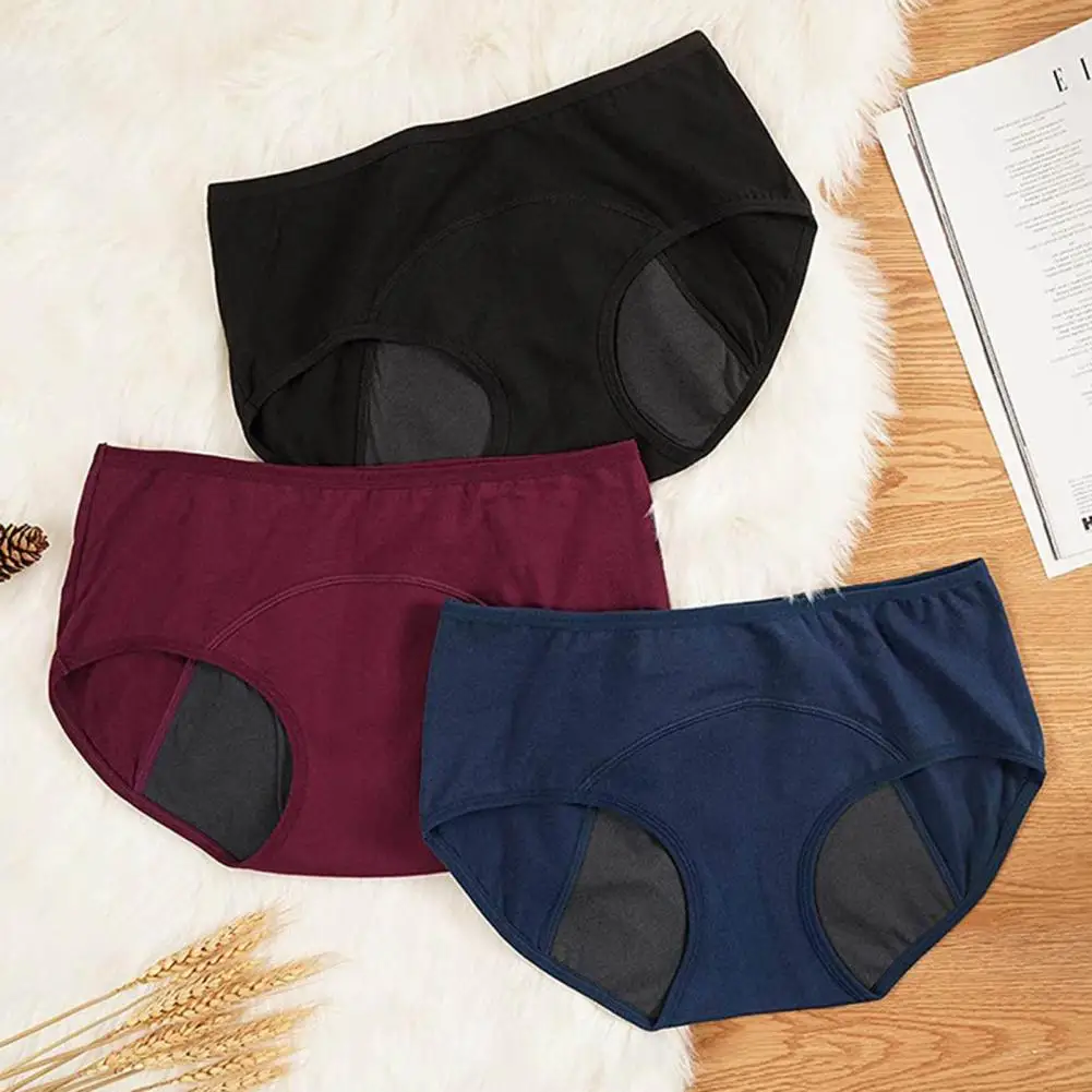 Low-rise High Elastic Waterproof Layer Cotton Crotch Menstrual Panties Women Leakproof Physiological Period Solid Color Briefs 2