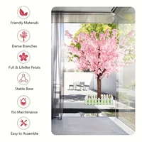 Artificial Cherry Trees Indoor Decor: Handmade Natural Fake Cherry Blossom Pink Tree Outdoor For Party Wedding Christmas 6