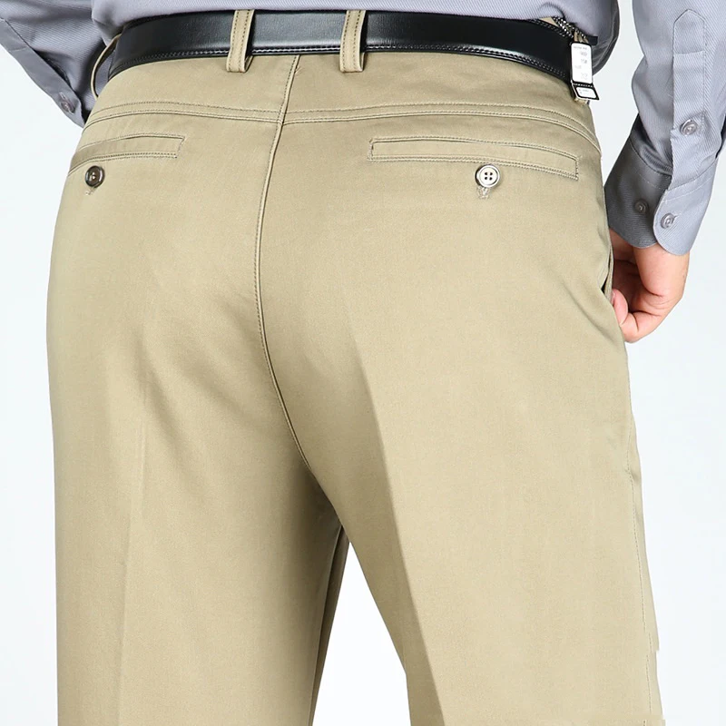 Autumn Winter Thick Men Casual Pants High Waist Loose Trousers Stretch Cotton Middle-aged Men's Straight Pants casual pants