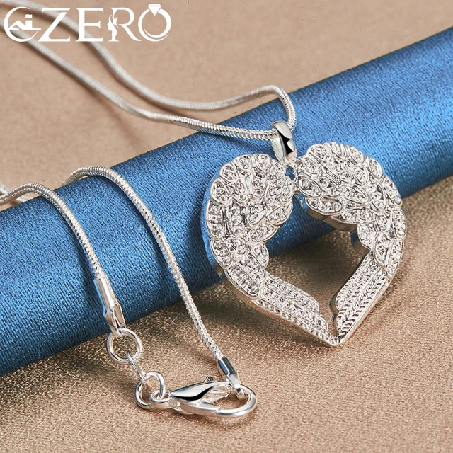 Collana Amor Con Ciondolo Cuore In Argento 925 E Zirconi | Gioiello Romantico Da Donna In Confezione Regalo, 42 Cm