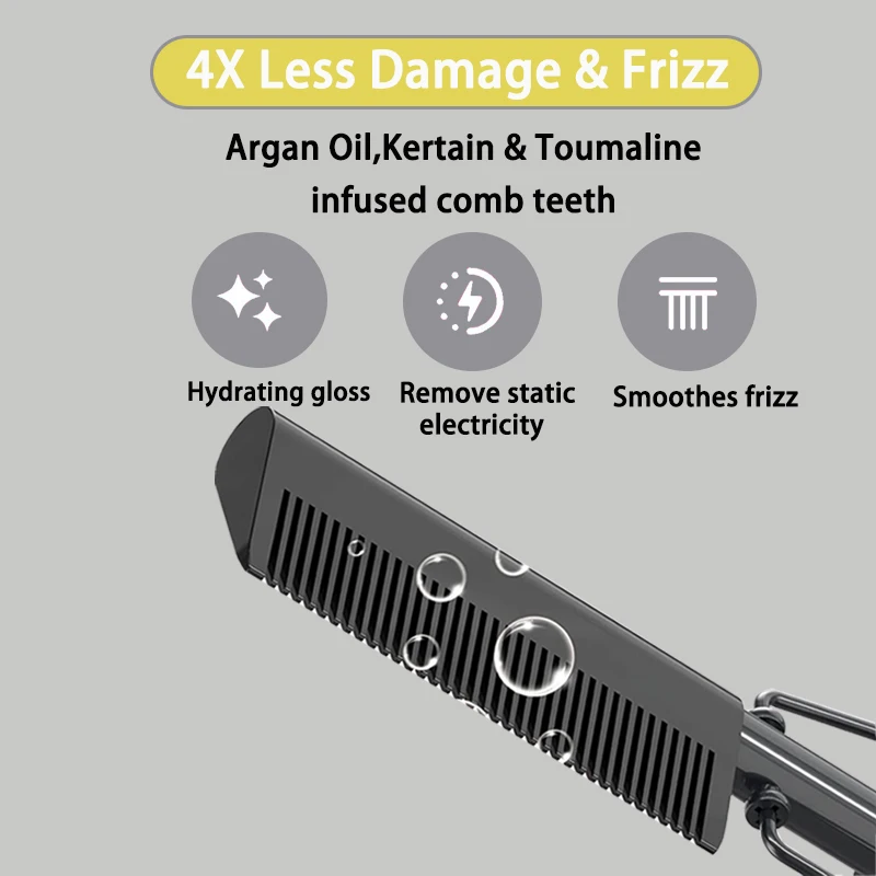 Heating Comb peine caliente alisador de pelo Portable Anti-Scald Comb Beard Press Comb Safety Portable Curling Brush 4