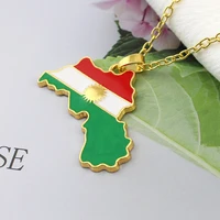 Colorful Kurdistan Map and Flag Pendant Necklace Jewelry For Women Men Birthday Party Fashion Country People Patriotism Gift - Image 3