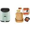 Small Air Fryer Oven 2.1 Qt, 4-in-1 Mini Airfryer, Roast, Reheat, Low-noise & 100 PCS Square Disposable Paper Liners, Non-Stick 1