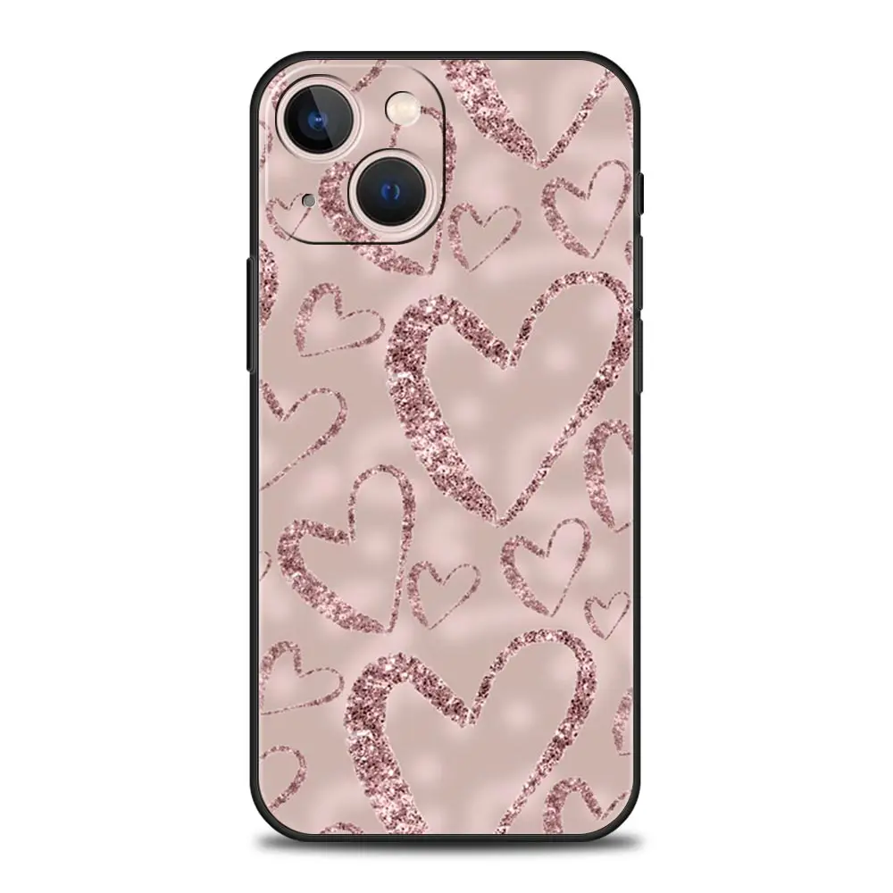Gold Rose Love Heart Soft TPU Phone Case Cover