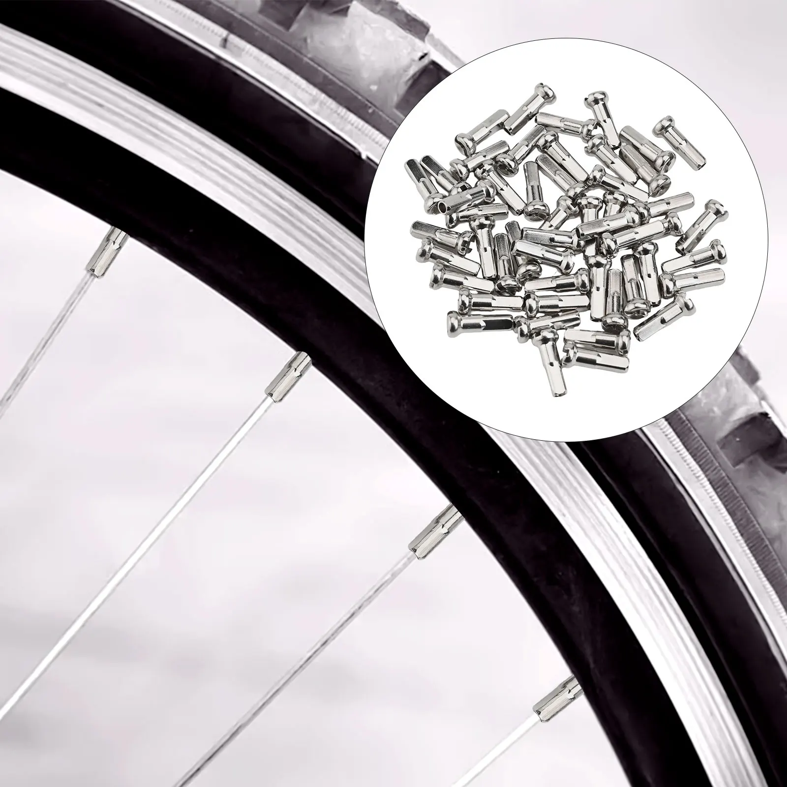 50Pcs Bike Road Bicycle Nipples 14x5.85mm Ultralight High Strength Copper Spokes Nipple Wheel Cap End Tip Road Bike Spoke Hats