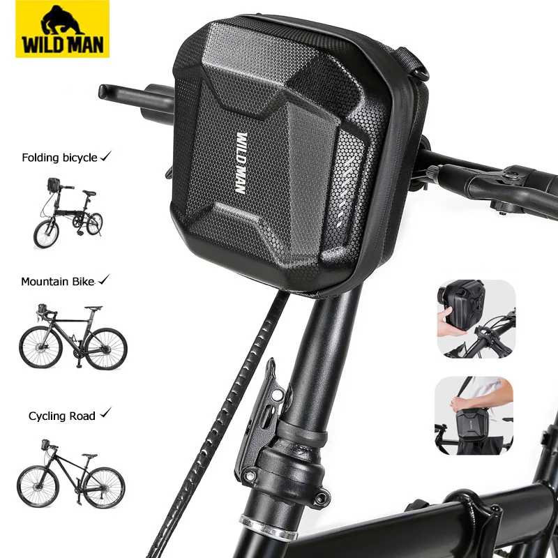 WILD MAN Bicycle Bag Folding Hard Shell Waterproof Detachable