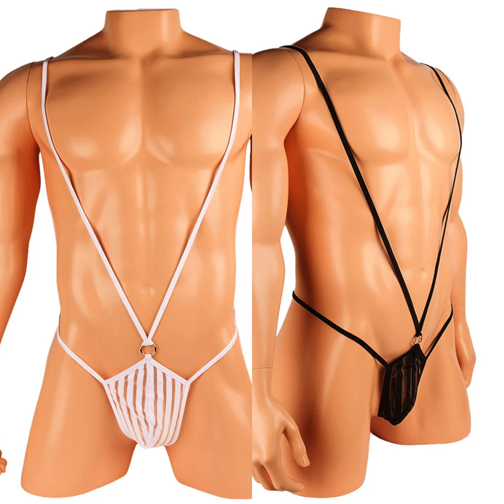 Bodysuit Mens Strap Ring T Pants Underwear Sexy Pouch Thongs New Male See-Through Smooth Body Costume Sissy Lingerie Underwear