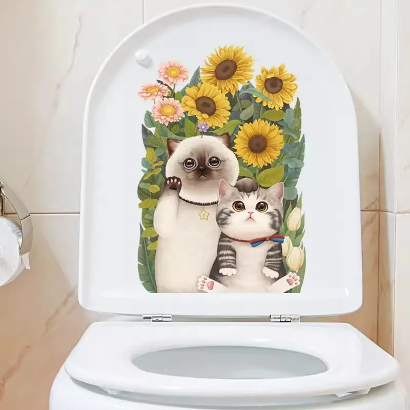 M428 Cartoon Nette Katze Wc Aufkleber Badezimmer Wc Abdeckung Aufkleber Wand Aufkleber Wc Für Home Dekoration – Detail 8