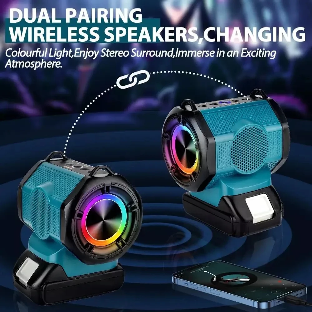 Bluetooth Speaker For Milwaukee/Makita/Dewalt/Bosch 18V 20V Battery With USB Typ