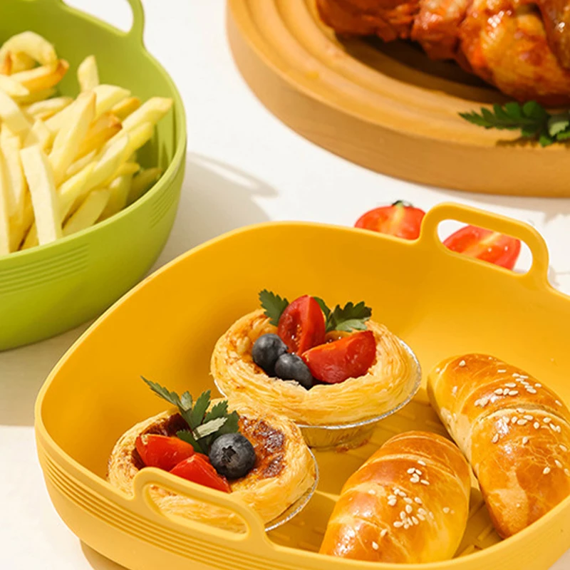 Air Fryer Silicone Basket Round Silicone Tray Pizza Plate Grill Pan Mat Accessories Easy Clean Liner For Air Fryer New air fryer liners,air fryer baking tray,air fryer accessories,air fryer mold,air fryer silicone tray,air fryer basket,pizza pan,silicone baking mat,baking pan tray,baking pan