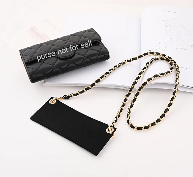 YESIKIMI Conversion Kit Real Cowhide Leather Chain+Insert Compatible with Chanel Flap Long Wallet Gift for Her