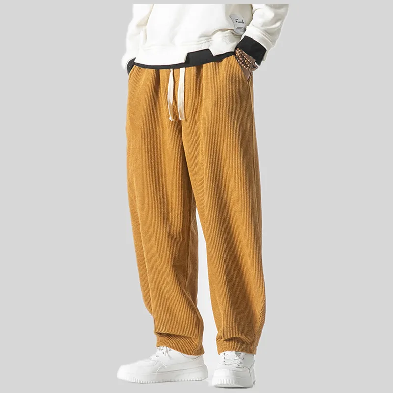 Spring Men's Solid Color Fleece Corduroy Pants Fashion Oversized Harem Sweatpants Men Casual Joggers Pants