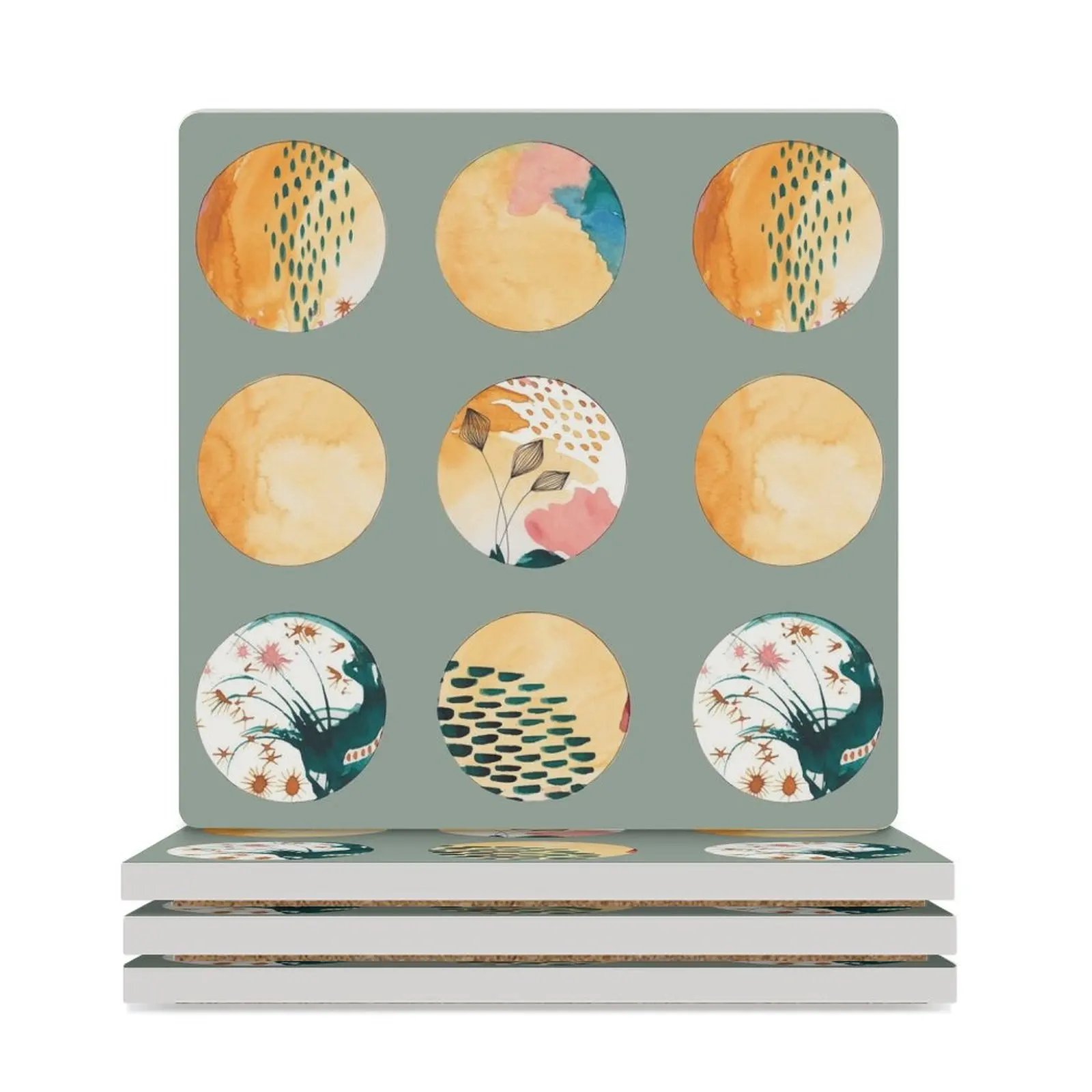 

Circles Collage 3 Ceramic Coasters (Square) for ceramics coffee Tea cups Coasters