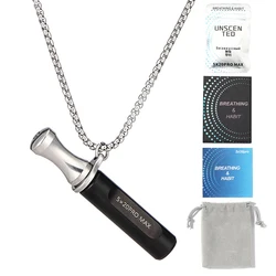 Stainless Steel Mindfulness Breathing Necklace for Anxiety and Stress Relief (Black)