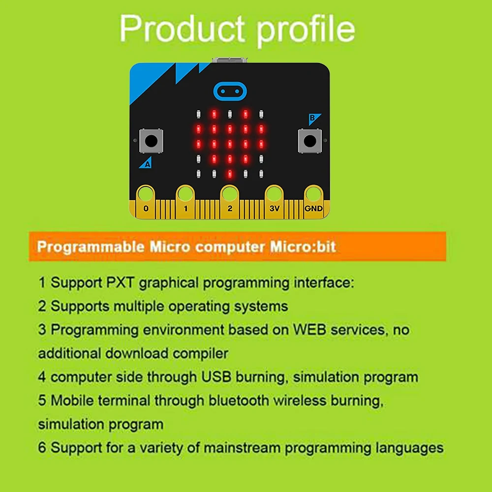 Scheda di sviluppo Micro:Bit V1.5, Kit auto intelligente Micro:Bit/Qtruck/Robot programmabile per l'educazione Python BBC Microbit per il fai da te - immagine 5