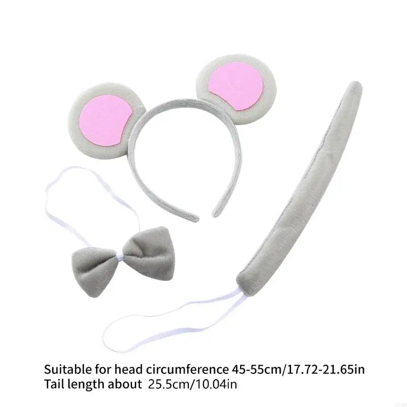 Anime Cosplay Props 39BD Cat/Mouse/Dog/Cow/Leopard/Frog/Tigeres Costume Set Ears Headband Tail Bow Kid Animal Cosplay Props