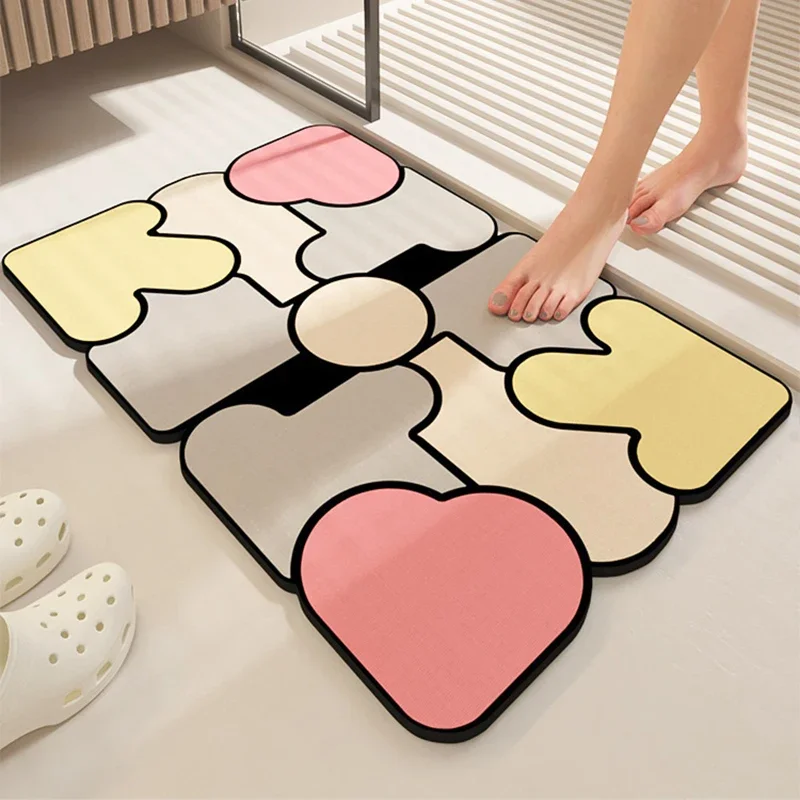 

Bathroom Carpet Creative Bath Absorbent Floor Mats Non-slip Diatom Mud Mat Home Decor Cartoon Rug Toilet Entrance Doormat 욕실 카펫