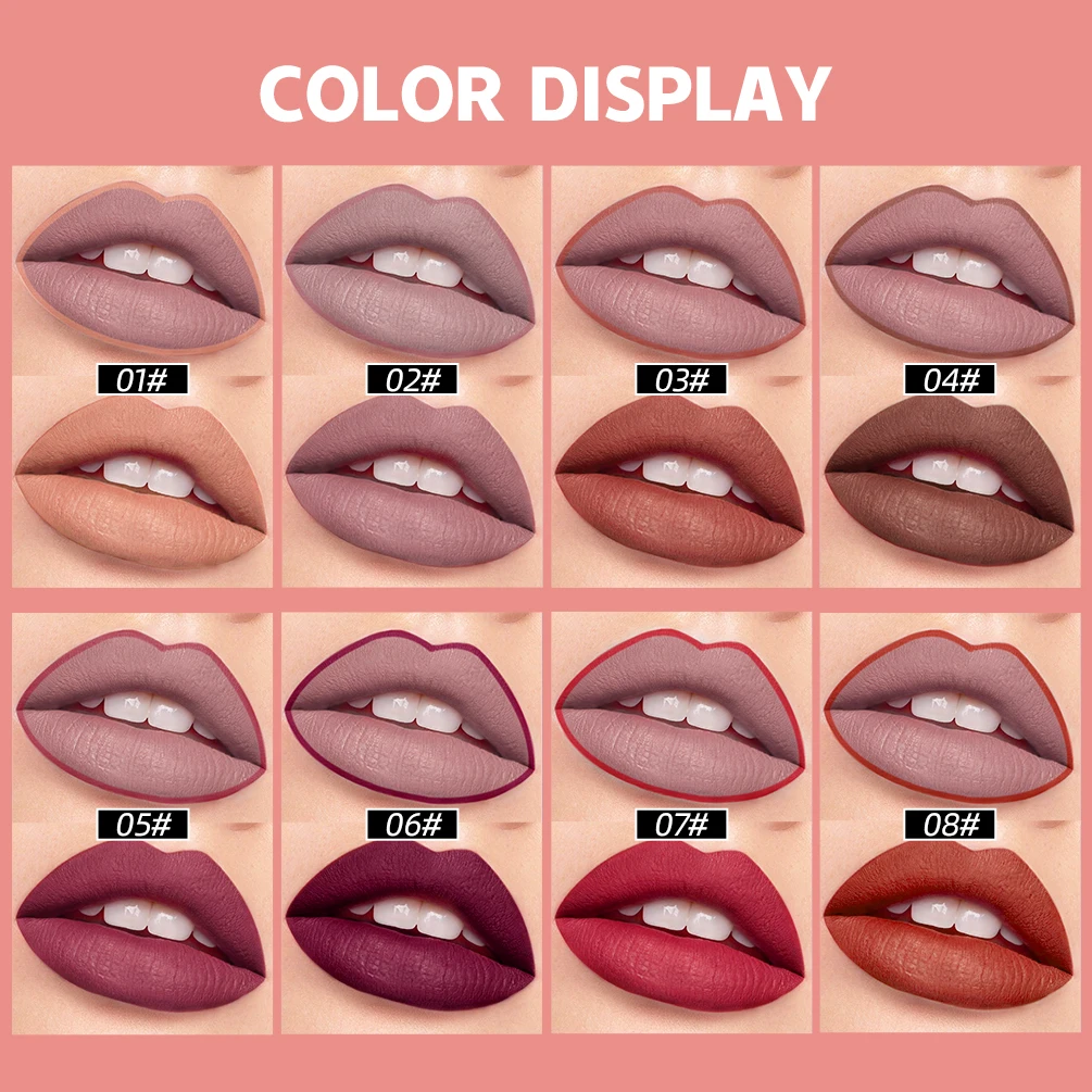 QIBEST 2 In 1 Lip Liner Matte Lipstick Pencil Contour Tint Waterproof Long Lasting Nude Lipliner Lip Pencil Makeup Lipstick Pen