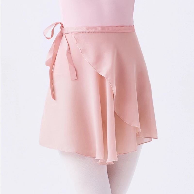 Ballet Wrap Skirt Solid Sheer Dance Skirts with Adjustable Waist Ties
