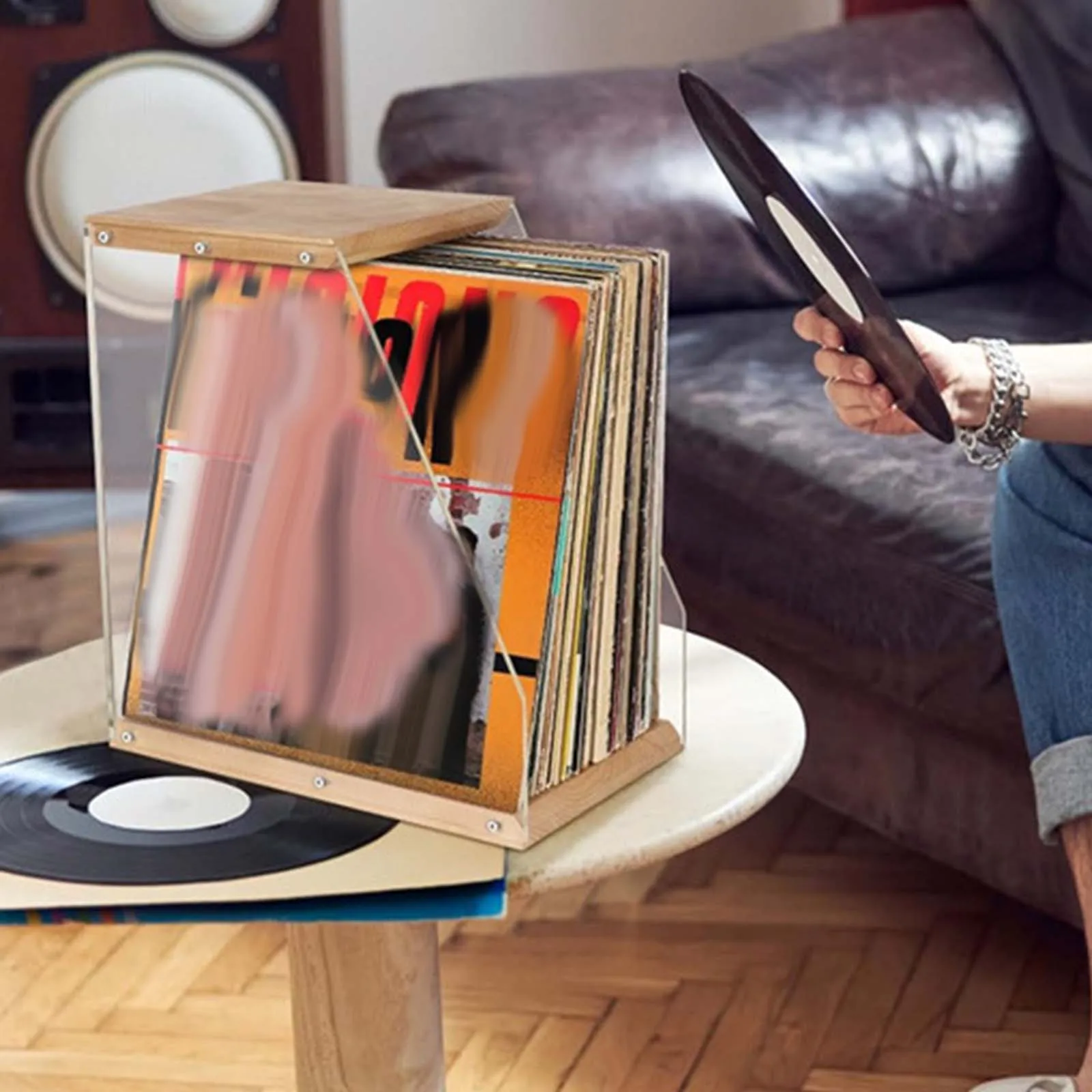Vinyl Storage Stand Simple Multipurpose Lightweight Holds 40+ LPs CD Storage Record File Magazines Newspaper Organizer Holder