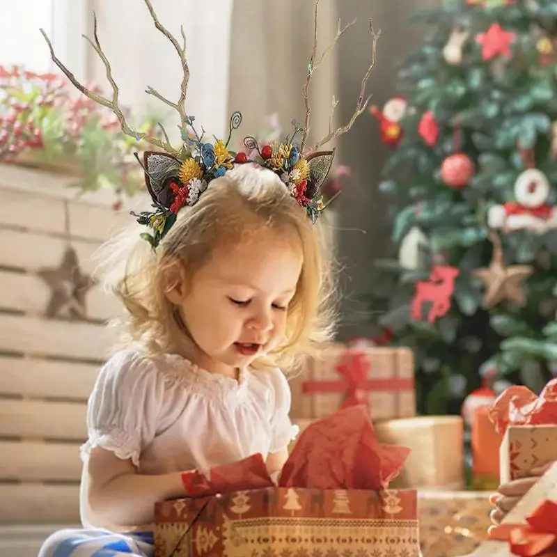 Kids Deer Headband Holiday Party Antler Hair Hoops Gift For Friends Kids Christmas Costume Hair Accessories For Weddings