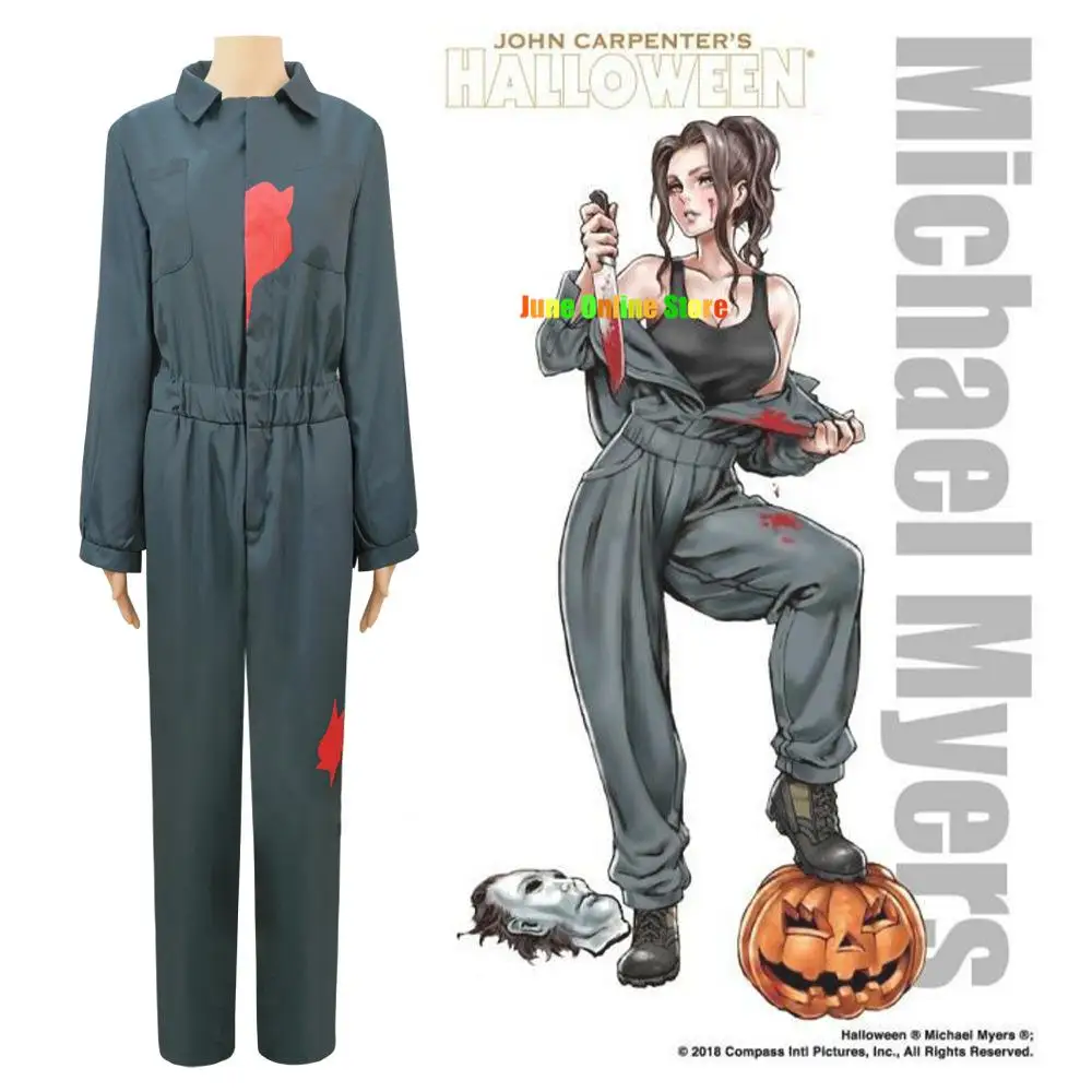 

Movie MichaelMyers Cosplay Costume Terror Horrible Adult Woman Man Jumpsuit Bodysuit Hallowen Carnival Party Suit
